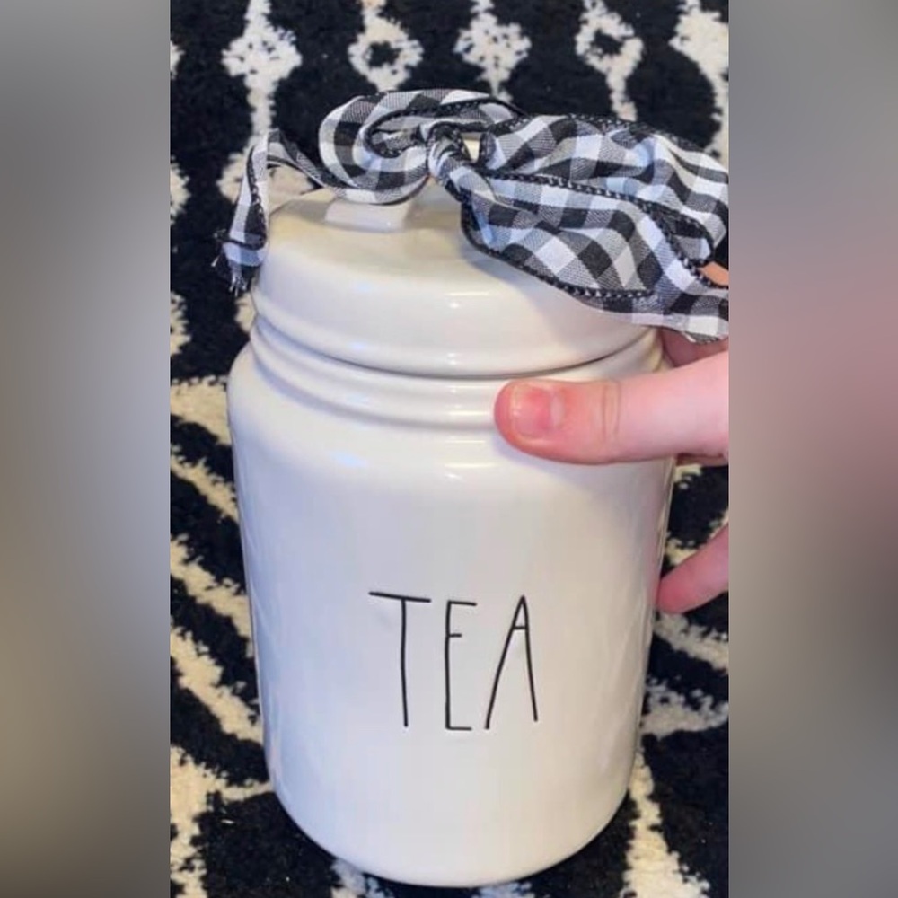 Rae Dunn Tea Canister with Lid Ceramic Kitchen Storage Farmhouse